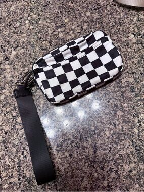 Checkerboard Wristlet Pouch in Black and White